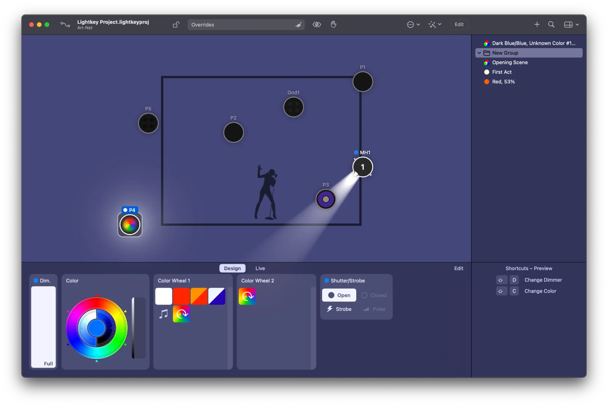 Lightkey main lighting configuration page Lightkey